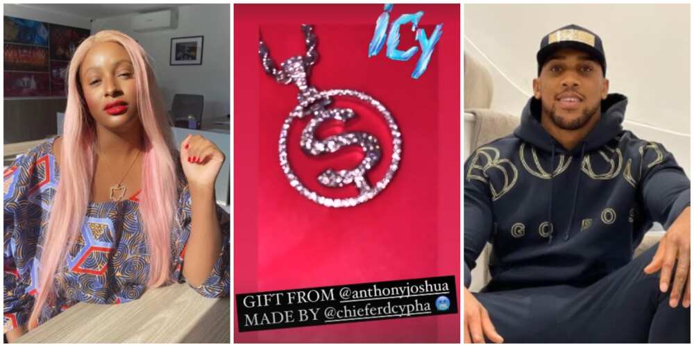 DJ Cuppy shows off diamond-encrusted neckpiece gift from Anthony Joshua