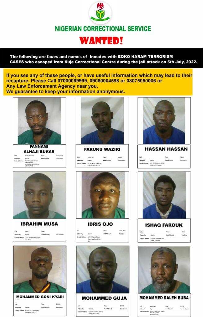 69 Boko Haram Members/Escapees from Kuje Prison