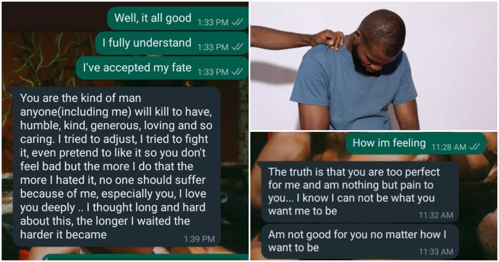 Leaked chats, breakfast, lady dumps lover for being too perfect, Nigerian relationship drama