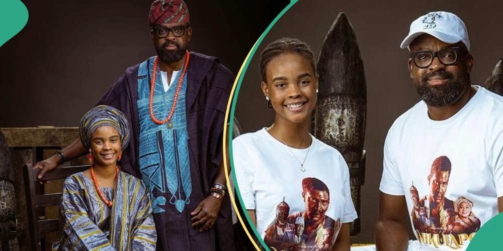 Kunle Afolayan and his daughter at Anikulapo movie premiere after party.