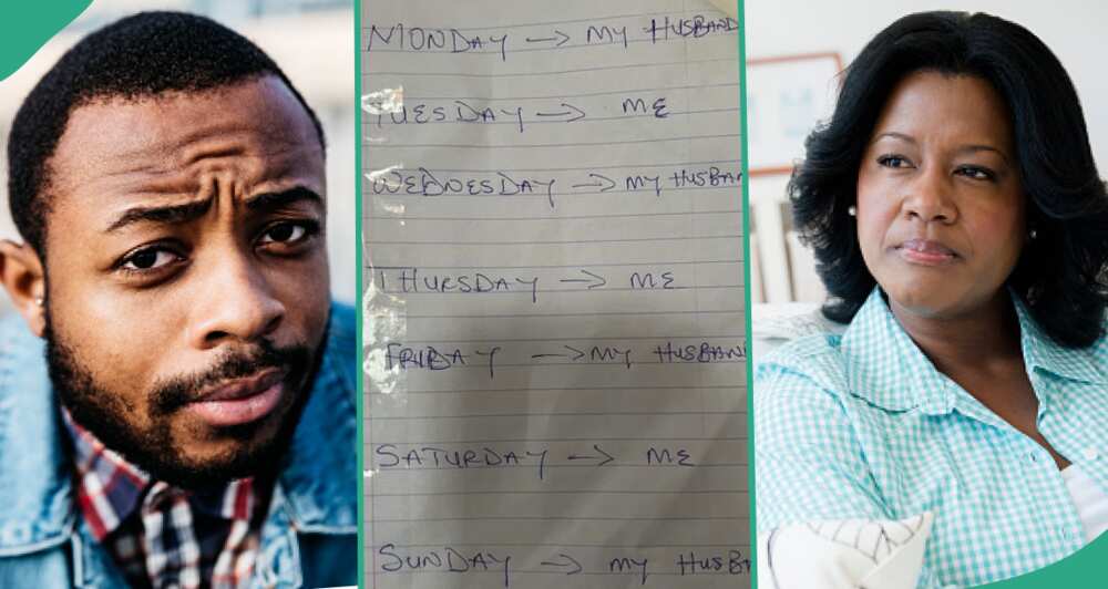 Reactions as woman shows roster she made at home for her husband to do chores