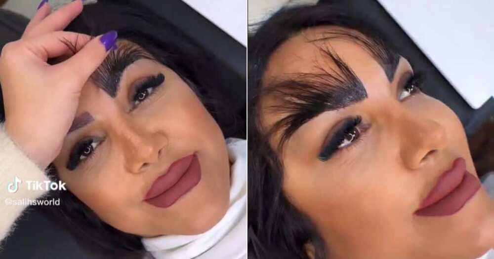 Woman glues hair onto eyebrows in TikTok