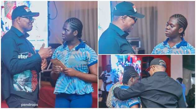 Cute photos as bold secondary school girl donates cash to presidential canidate