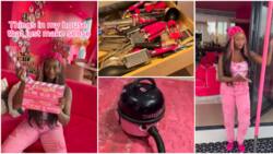 “Barbie Cuppy”: DJ Cuppy gives fans tour of her pink penthouse with pink water dispenser, utensils and more