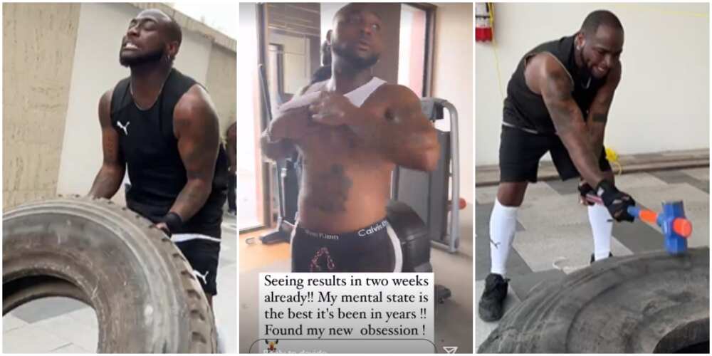 Davido shares result after two weeks of exercise