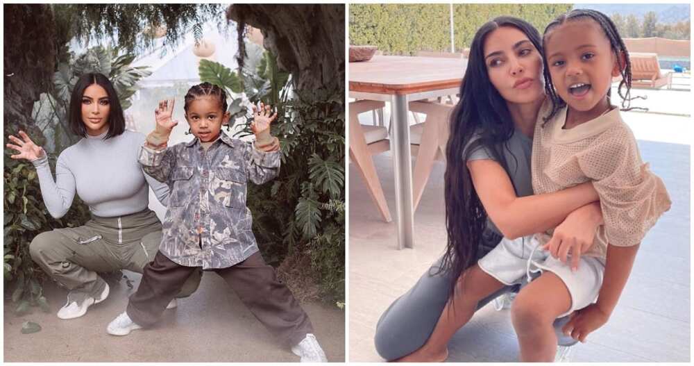 Kim Kardashian and son Saint.