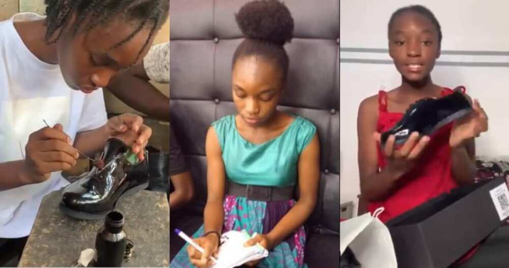 Female student who works as a shoemaker captures herself creating shoe from scratch