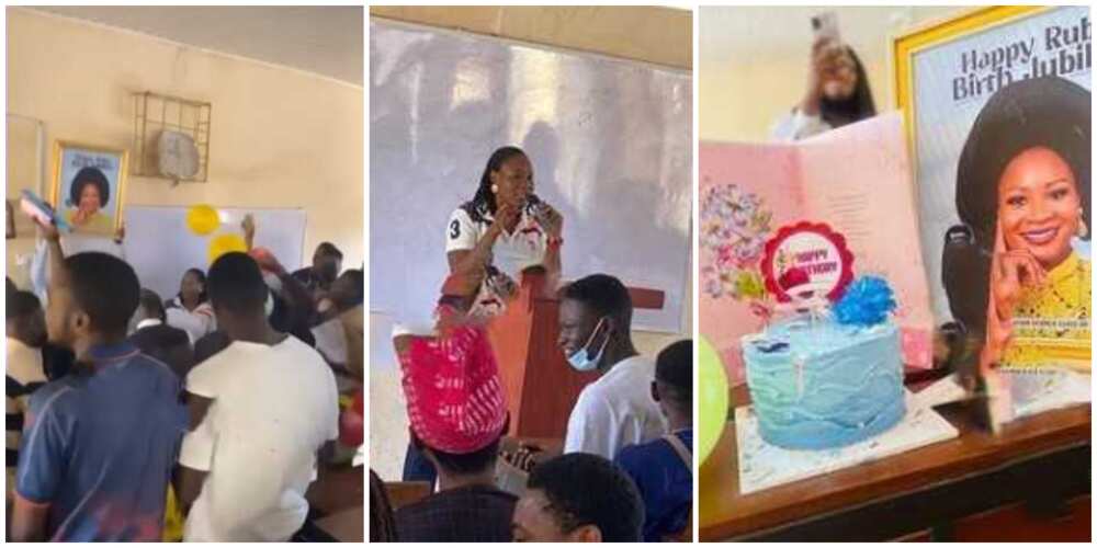 Video shows moment students left UNILORIN female lecturer helpless as they celebrated her birthday in class