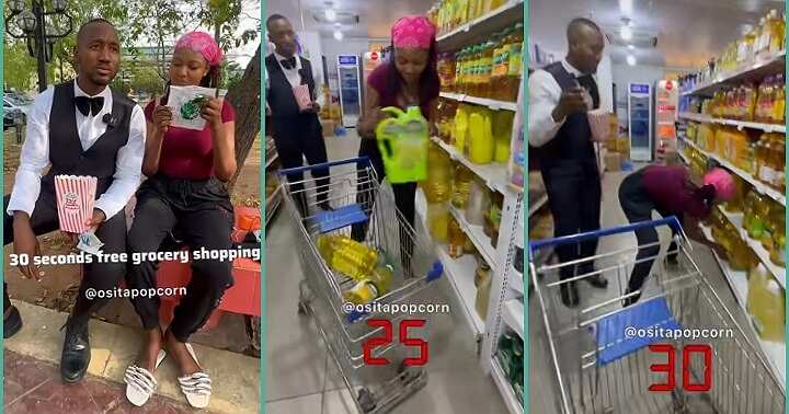 Lady gets 30 seconds to shop free groceries at mall