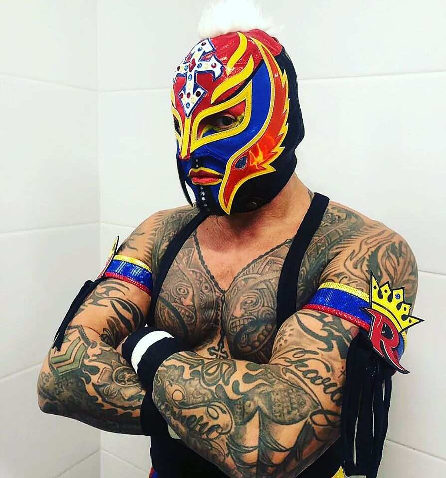 Halloween costume from last night The tattoos were taking so long I had to  go as a 2003 version of Rey Mysterio  rSquaredCircle