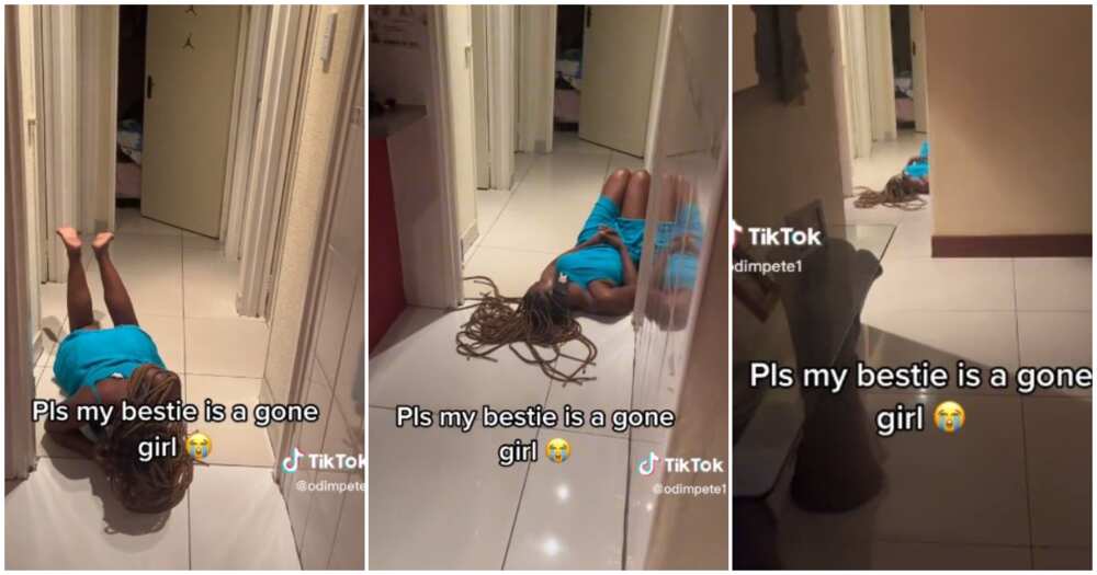 Bestie, lady cries out, bestie on the floor over a man