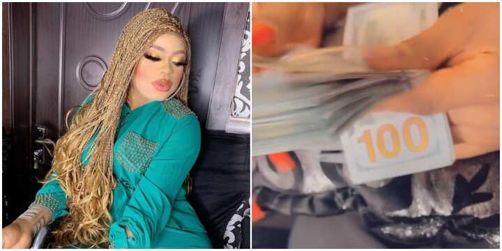 Bobrisky says as he shows off dollar bills says, 'If you want to be a runs girl, be an expensive one'