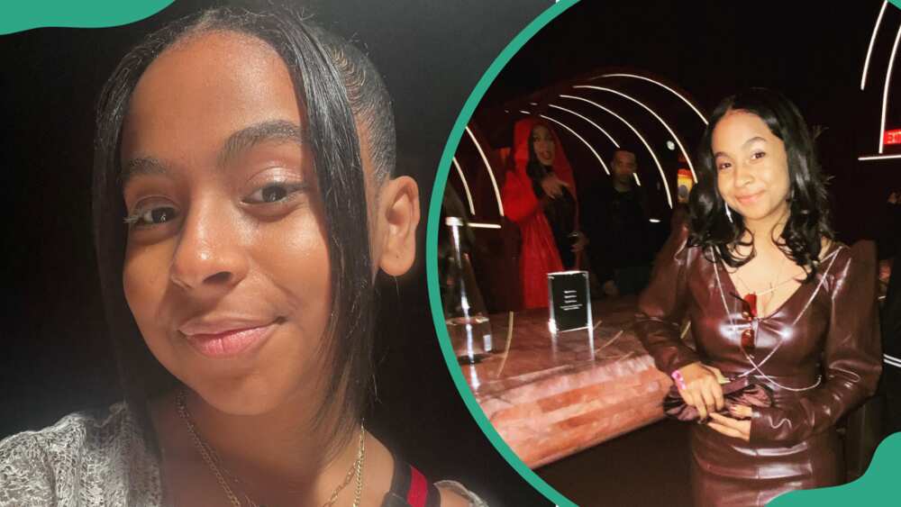 Laila Pruitt takes a mirror selfie and her posing for a photo in an entertainment joint