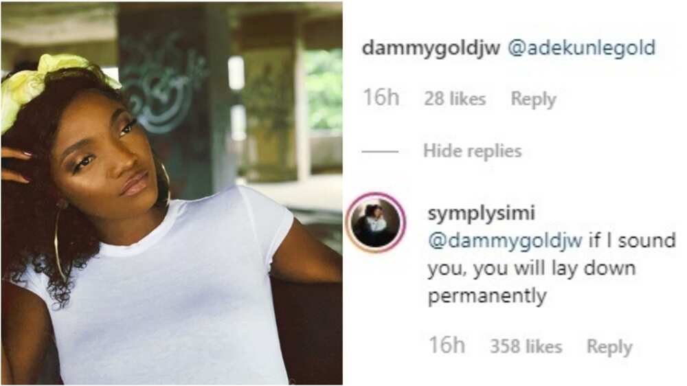 Between Simi and a fan who claimed to crush on Adekule Gold