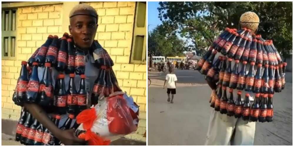 Man wears jacket made of plastic bottles Man wears jacket made of plastic bottles