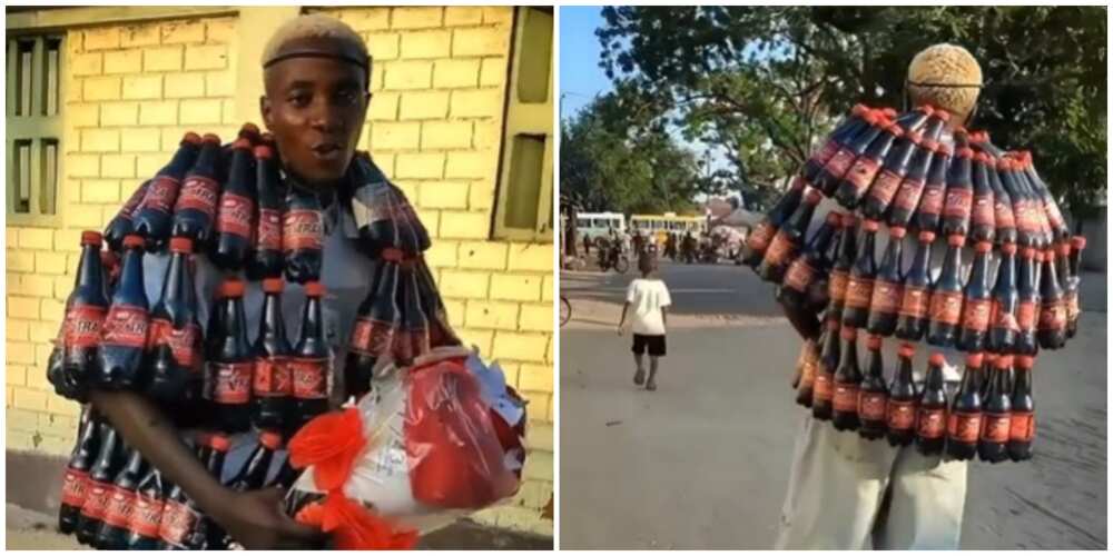 Man wears jacket made of plastic bottles