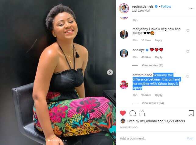 Fan trolls Regina Daniels, says she and her mother are no different from Yahoo Boys