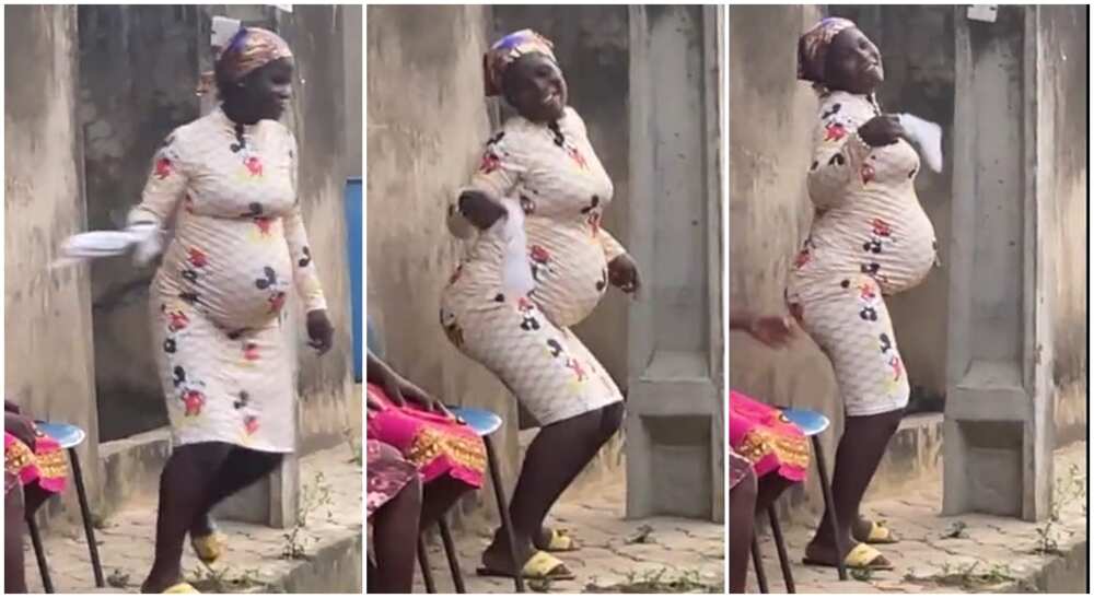 Photos of a pregnant woman dancing.