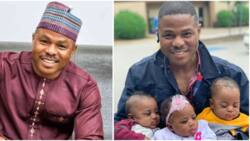 Popular gospel singer Yinka Ayefele shows off his triplets in cute new photo