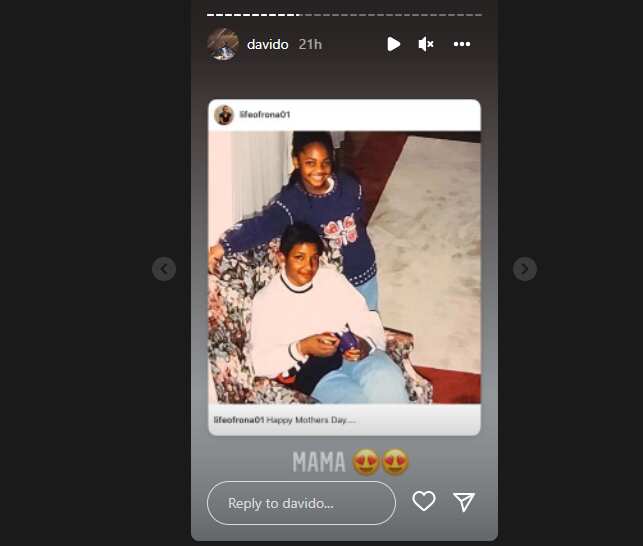 Mother's Day, Davido's late mum