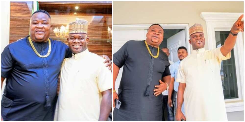 Celebrity club owner Cubana Chiefpriest meets with Kogi state governor Yahaya Bello