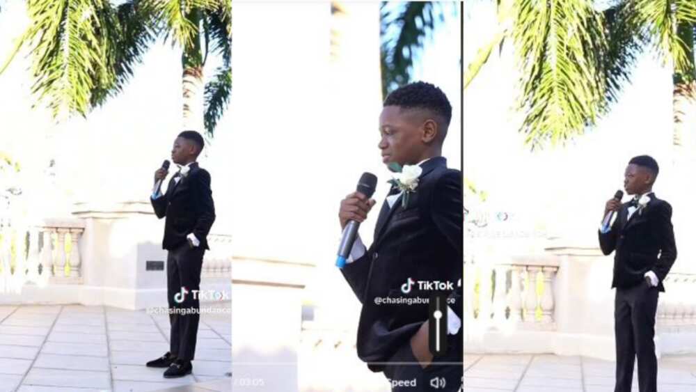 Young boy sings at vow renewal