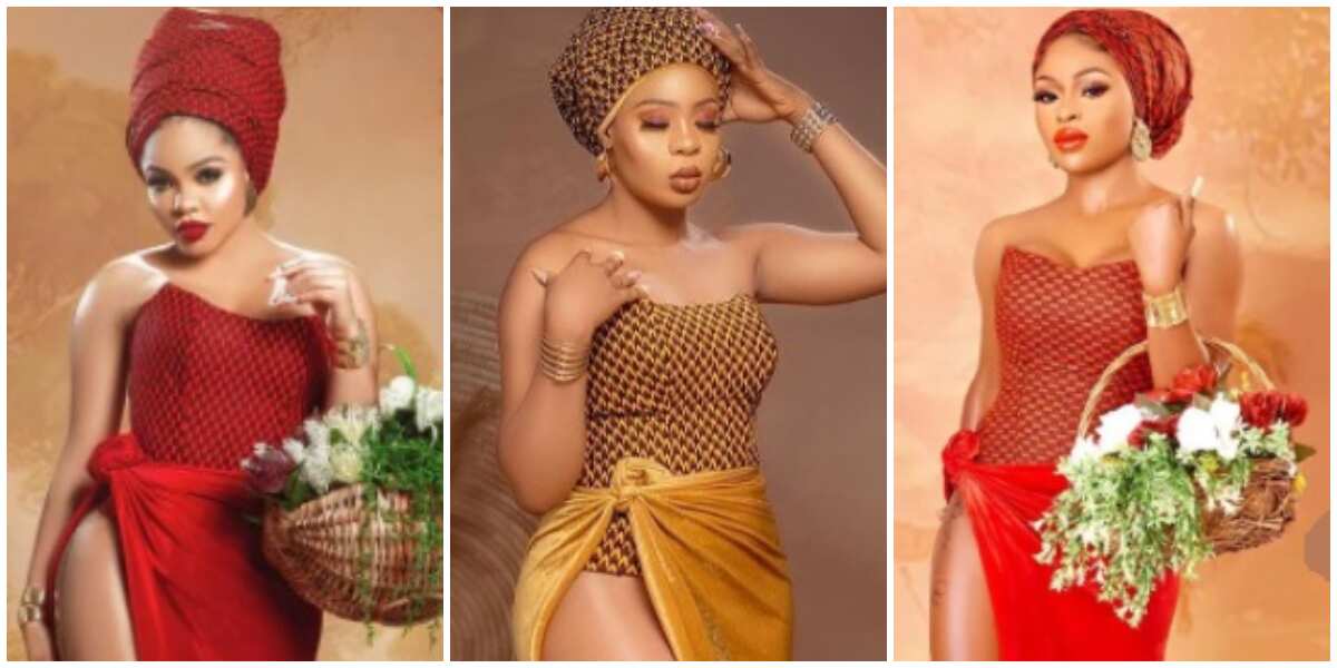 Beautiful style steal: Nengi's red ankara photoshoot recreated by 2 pretty ladies