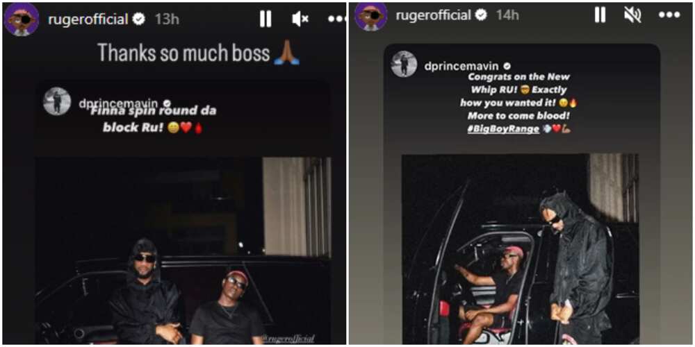 Ruger appreciates D'Prince for his new car Ruger appreciates D'Prince for his new car