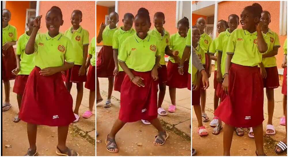 Photos of a young schoolgirl dancing.