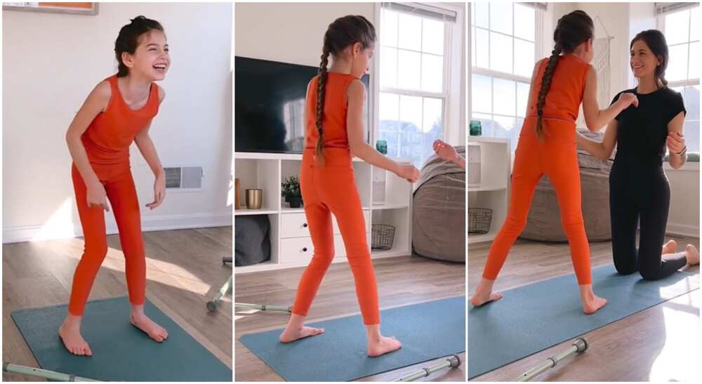 Photos of a young girl learning how to walk.