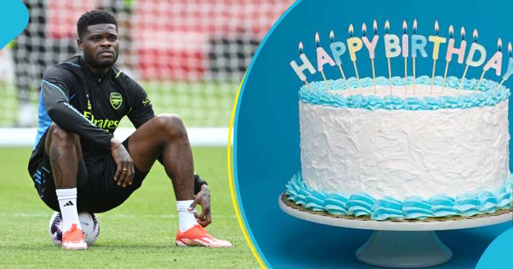 Thomas Partey: Ghanaian player cuts customised cake with sword on his birthday