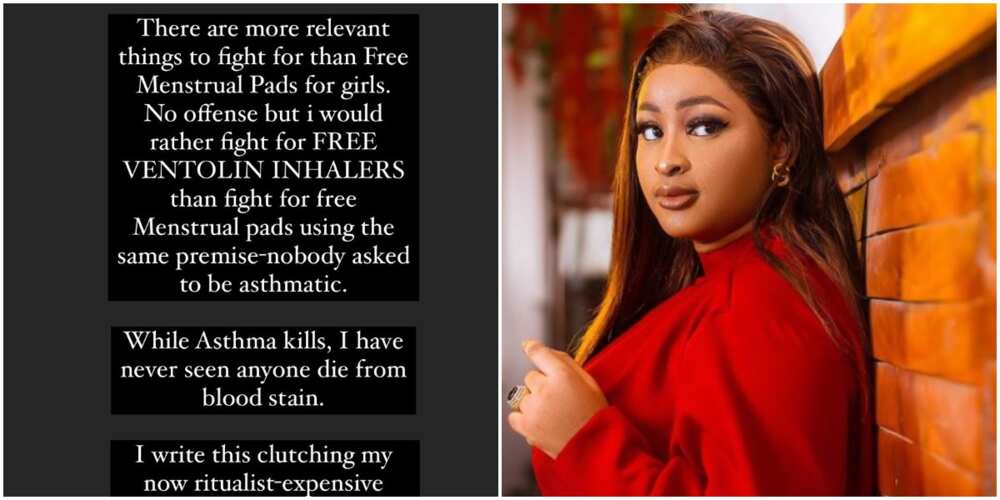 Actress Etinosa Fumes At Free Menstrual Pads for Women