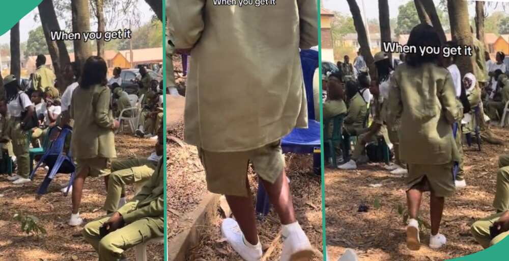 Corps member rocks skirt in NYSC camp, will get other folks's consideration