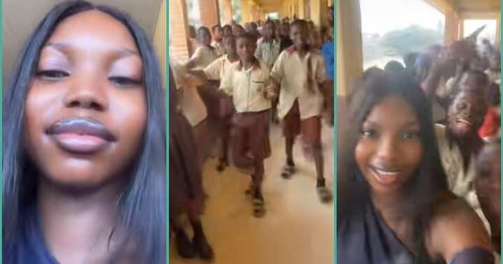 Watch video as corps member gets grand reception from students