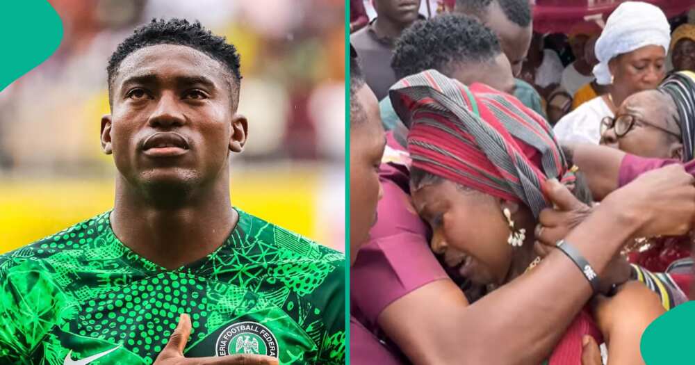 Nigerian footballer Taiwo Awoniyi and twin sister share emotional moment on her wedding day.
