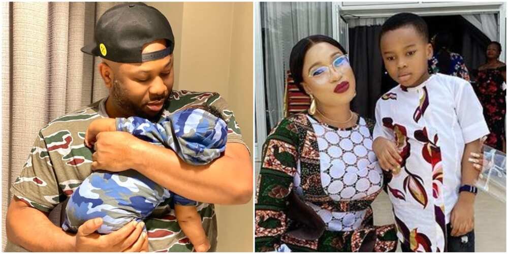 Olakunle Churchill and his second son, Tonto Dikeh and her son
