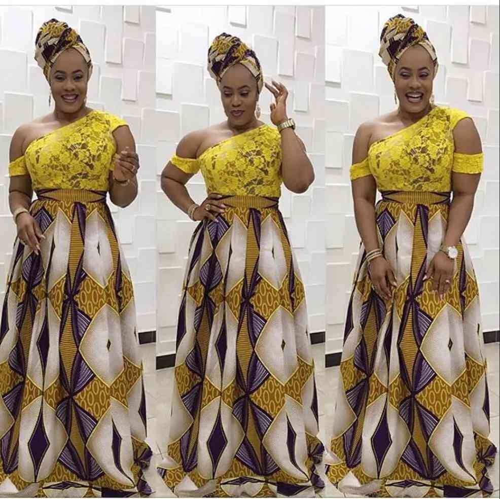 Lace and ankara yellow