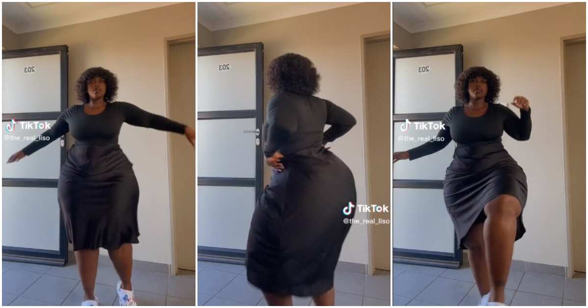 Pretty curvy lady raises her leg as she dances with her waist in lovely video