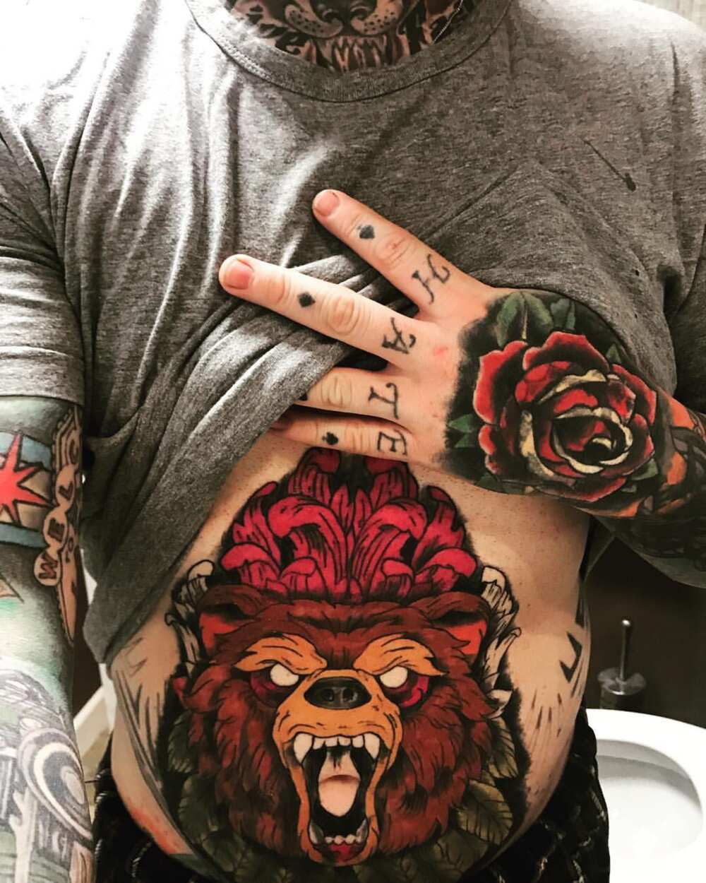 american traditional bear tattoo