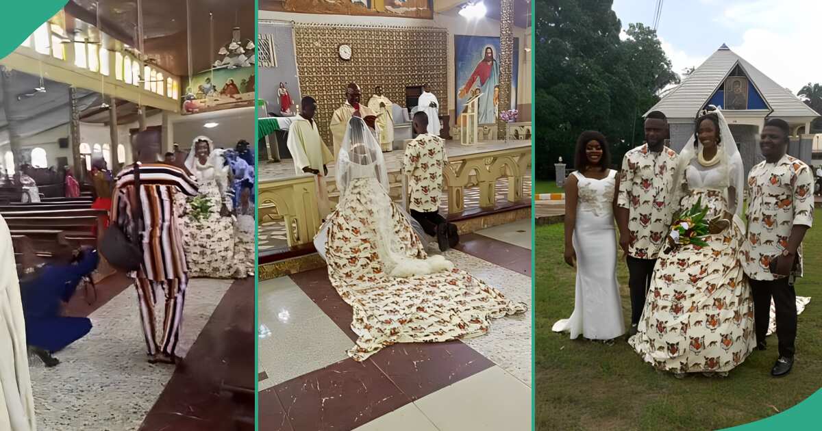 Video as couple marry in church rocking Isi Aug traditional attires, Nigerians react