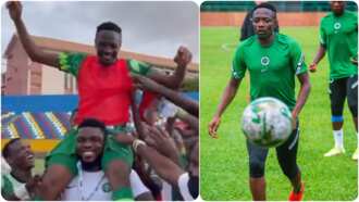 Super Eagles stars give Ahmed Musa special gift after becoming the 3rd Nigerian player to reach 100 caps Super Eagles stars give Ahmed Musa special gift after becoming the 3rd Nigerian player to reach 100 caps