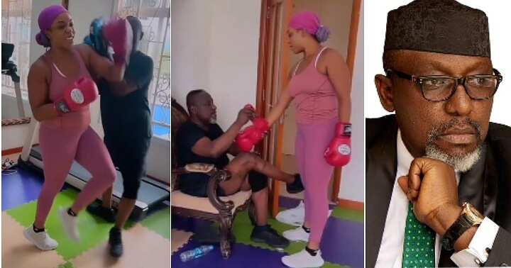 Rochas Okorocha at the gym with daughter, bad legs, video