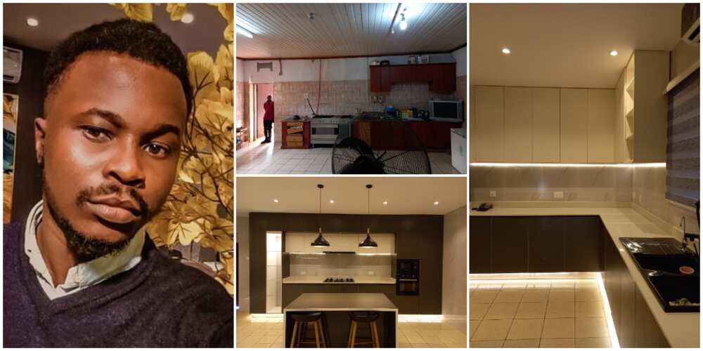 Nigerian Man Impresses Many as he Gives Kitchen a Transformed Look, Photos Cause Huge Stir