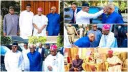 New twist as Obasanjo leads powerful APC chieftain to meet Wike, see photos