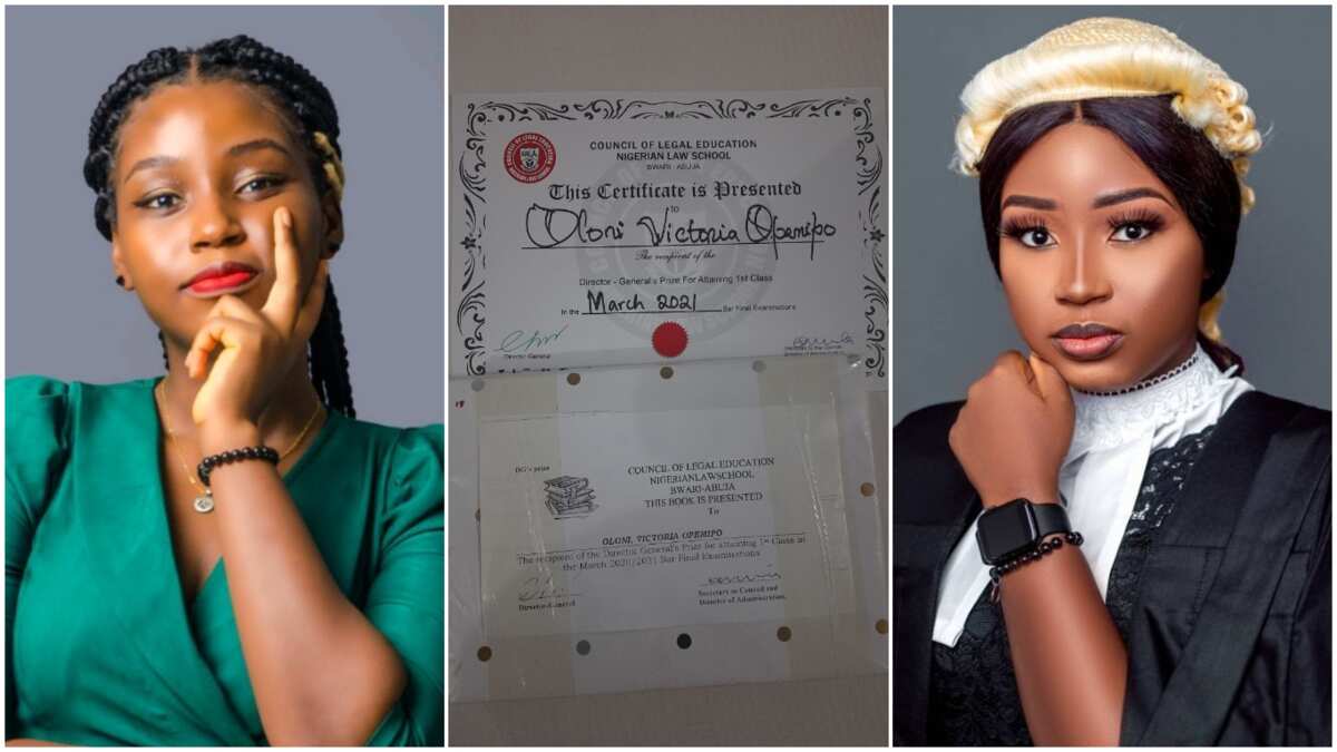 Young lady finishes Nigerian Law School with first class, gets special prize, people celebrate her