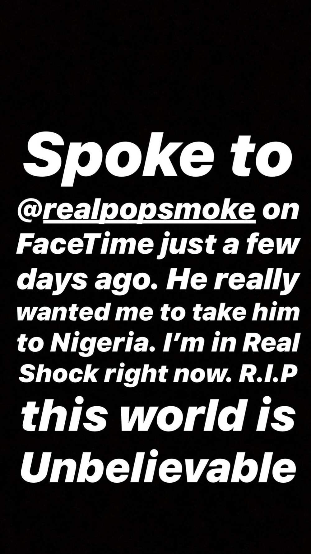 Burna Boy mourns Pop Smoke