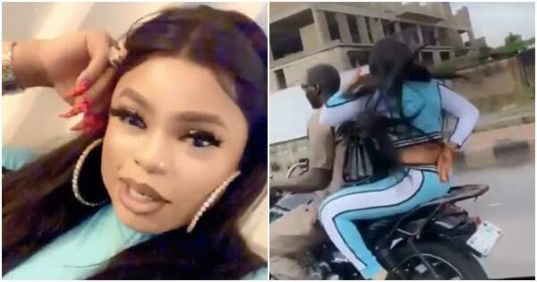 Bobrisky spotted riding on okada in Lagos as he tries to hide his face