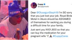 DJ Cuppy gives out N100k to fan who lost his job after falling sick despite having a pregnant wife