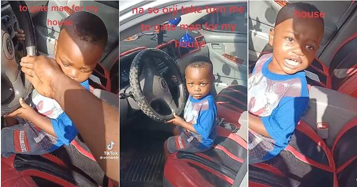 Little boy attempts to drive car, little boy drives