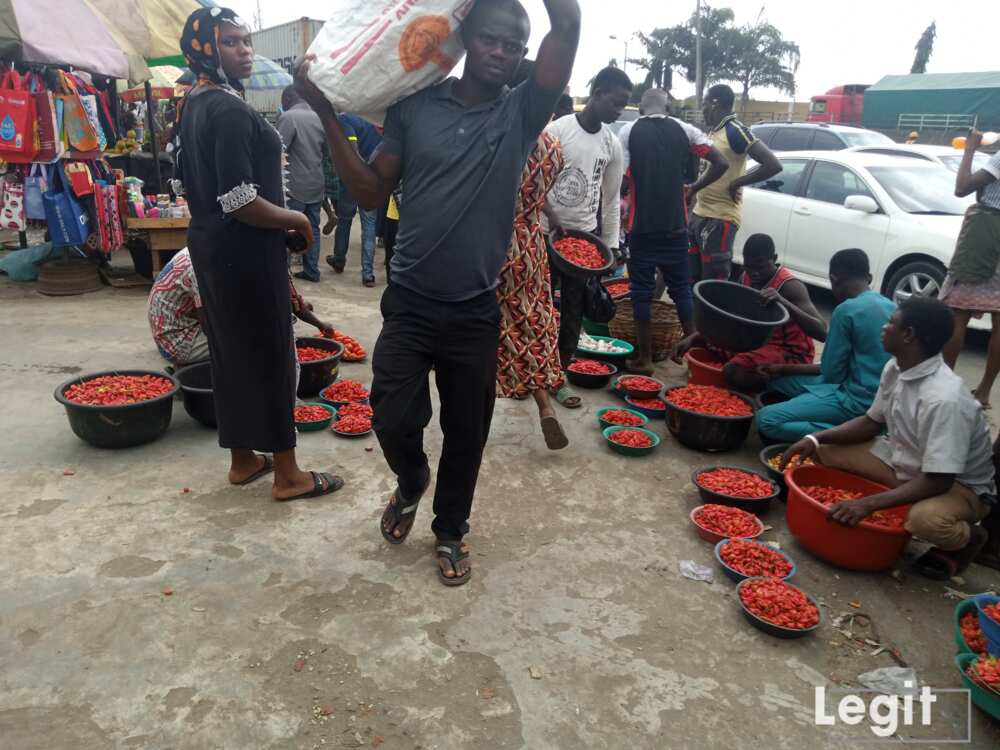 Pepper sellers display their items at affordable prices.